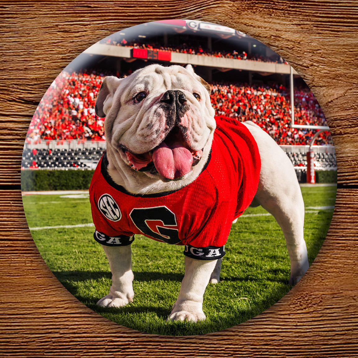 Uga X in the Endzone 3" Pin-Back Button - Georgia Bulldogs Wholesale