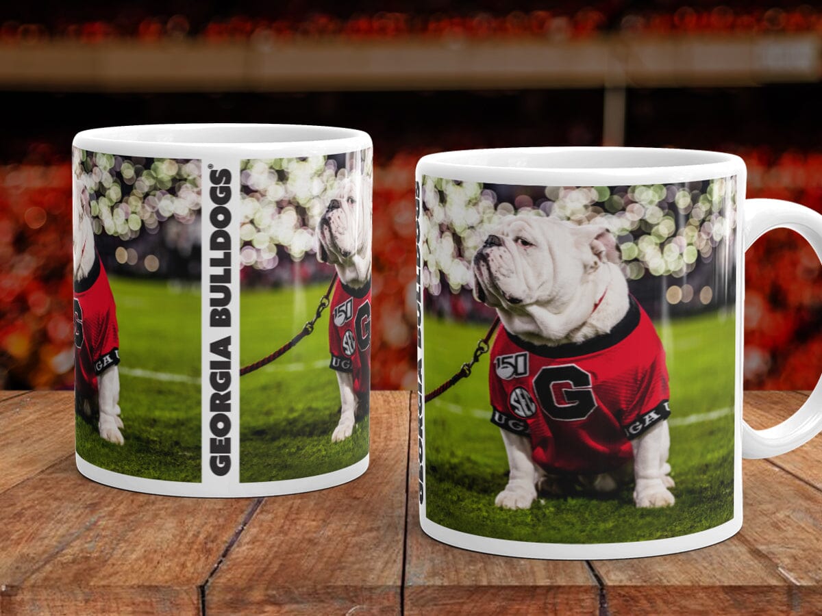 UGA Georgia Bulldogs: Uga Football Mascot Under the Lights Photo Mug - 11oz & 15oz Coffee Mug - Photo Mug - Gift & Home Decor - WRIGHT PHOTO