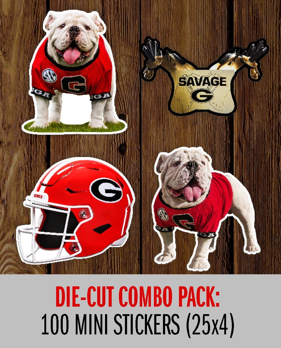 Uga X Endzone Mascot 3" Die-Cut Mini Sticker - Wholesale Display Refills - WRIGHT PHOTO