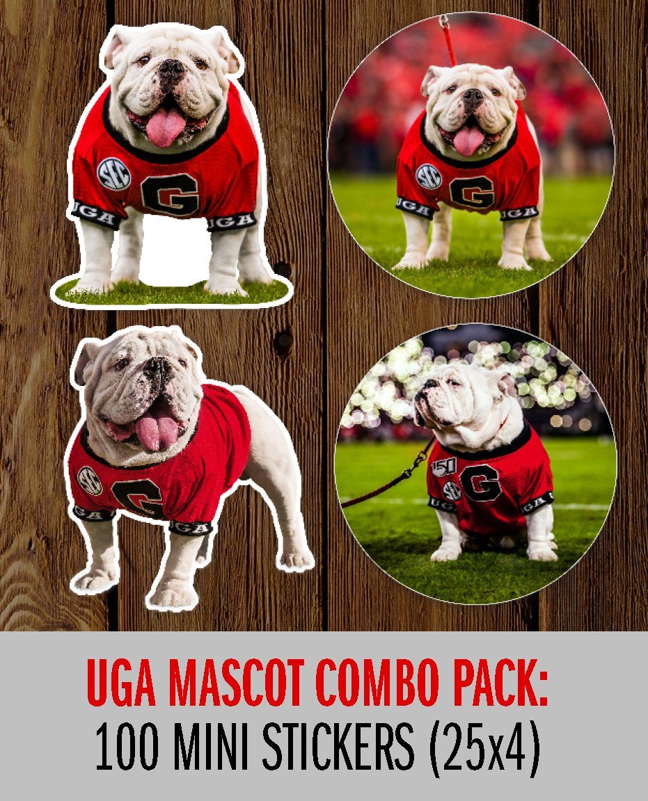Uga X Endzone Mascot 3" Die-Cut Mini Sticker - Wholesale Display Refills - WRIGHT PHOTO