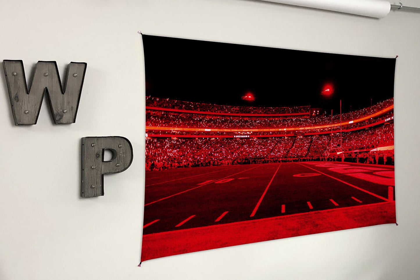 UGA Georgia Bulldogs Art: Red Lights Show Photo Tapestry Print - Wholesale - Wright Photo