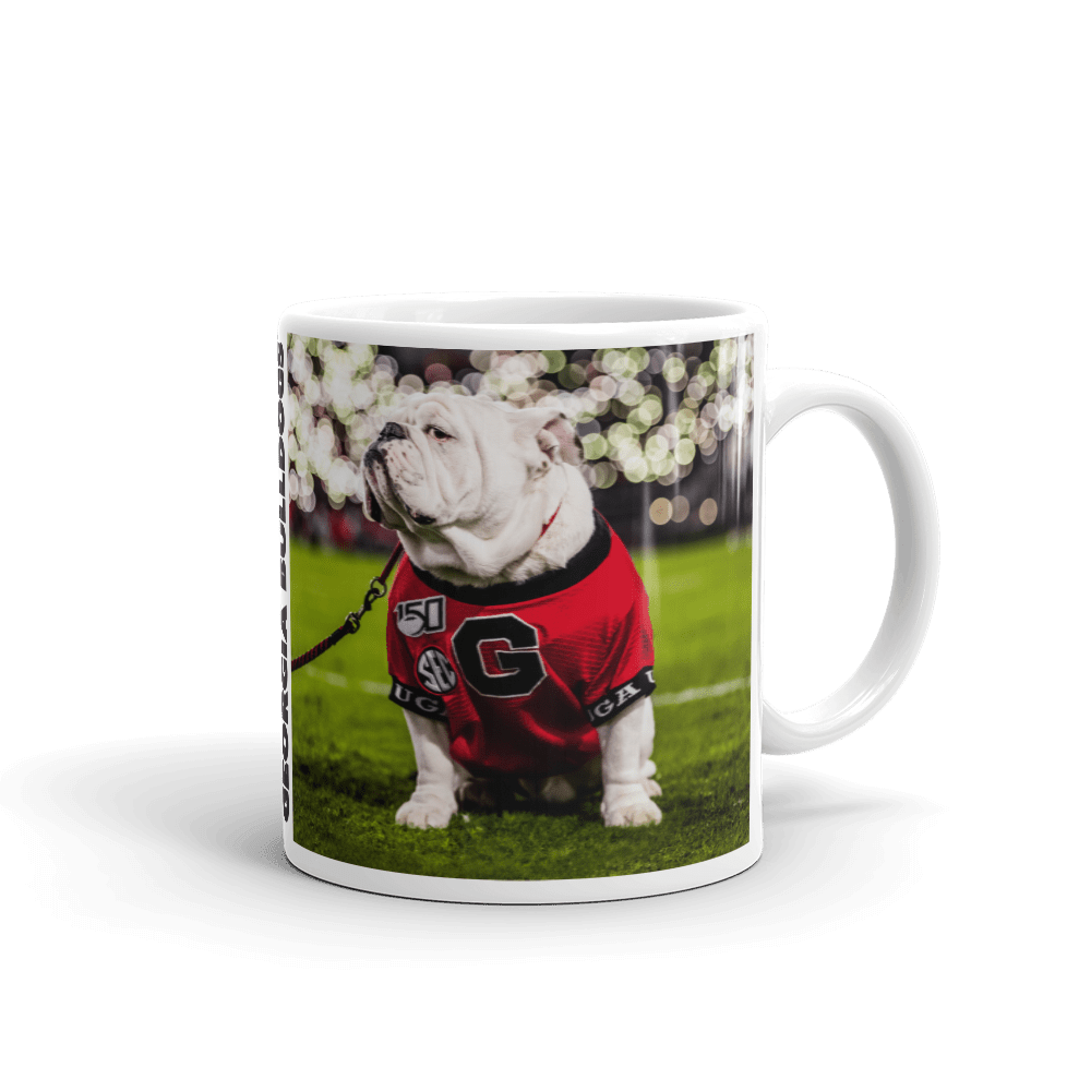 UGA Georgia Bulldogs: Uga Football Mascot Under the Lights Photo Mug - 11oz & 15oz Coffee Mug - Photo Mug - Gift & Home Decor - WRIGHT PHOTO