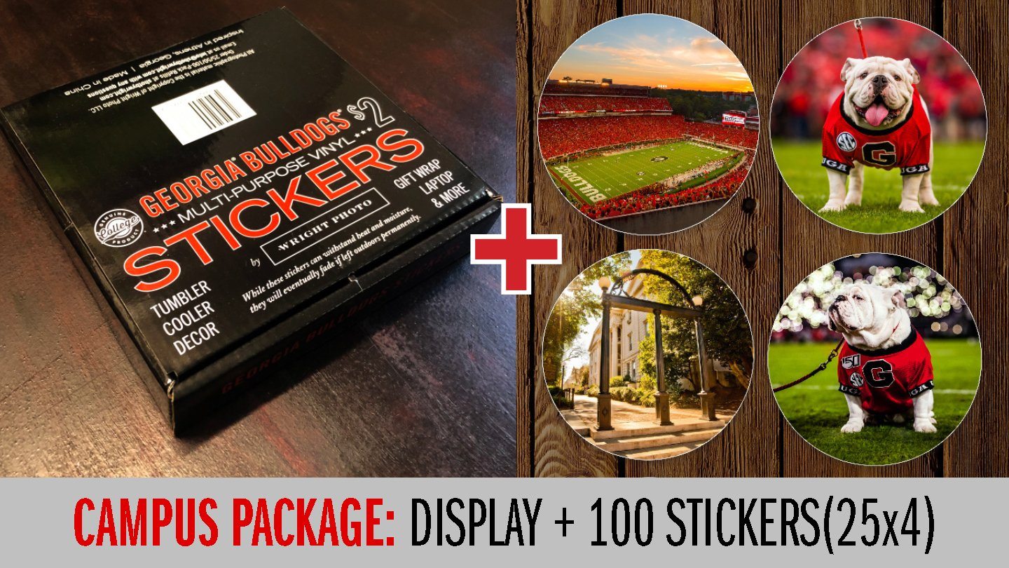 Georgia Bulldogs Mini-Sticker Retail Display Packages - WRIGHT PHOTO