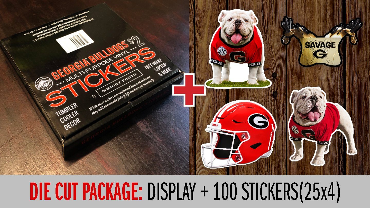 Georgia Bulldogs Mini-Sticker Retail Display Packages - WRIGHT PHOTO