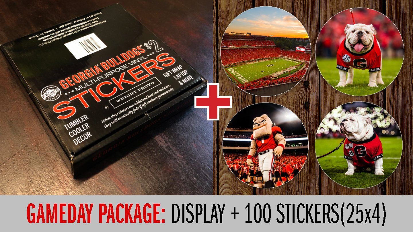 Georgia Bulldogs Mini-Sticker Retail Display Packages - WRIGHT PHOTO