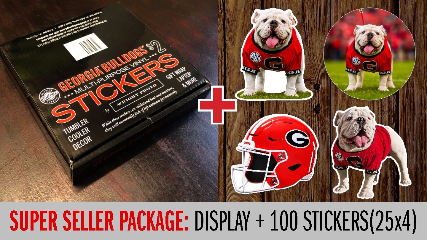 Georgia Bulldogs Mini-Sticker Retail Display Packages - WRIGHT PHOTO