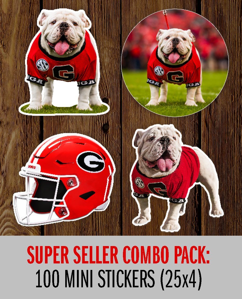 Uga X Mascot 3" Circle Mini Sticker - Wholesale Display Refills - WRIGHT PHOTO